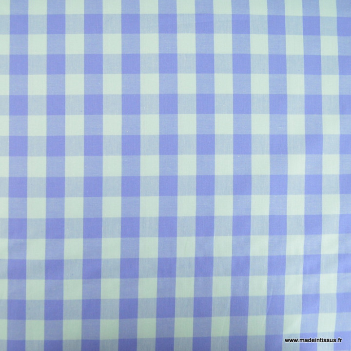 Tissu vichy carreaux sur Popeline Lavande et menthe - OEKO TEX