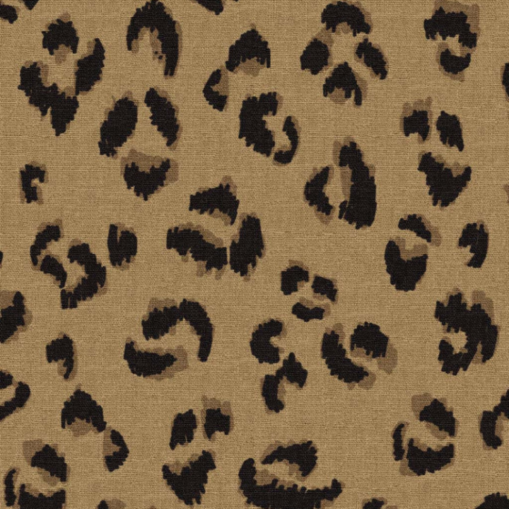Tissu demi natté coton Feligrou motif Léopard Havane et Camel