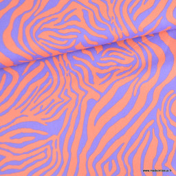 Tissu Satin de coton rayures zèbres Parme