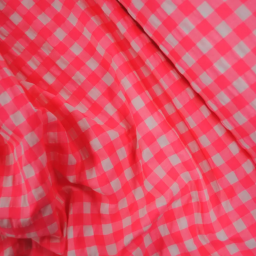 Tissu seersucker Vichy grands carreaux rose fluo