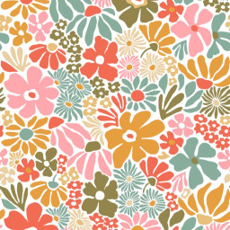 Tissu Begonia en coton motif fleurs fond blanc - oeko tex