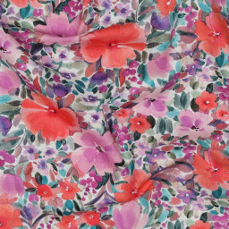 Popeline Poppy fleurs aquarelle Mauve