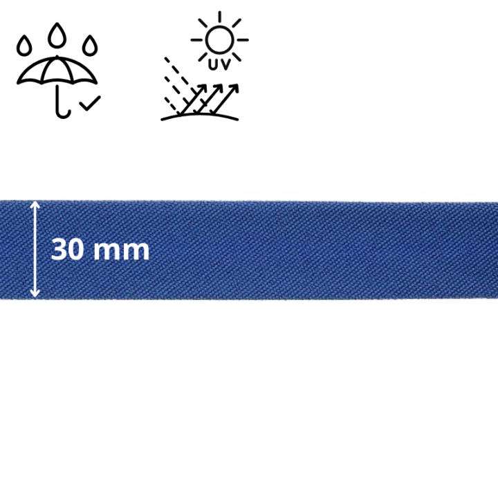 Biais d'extérieur imperméable anti UV 30 mm - Bleu