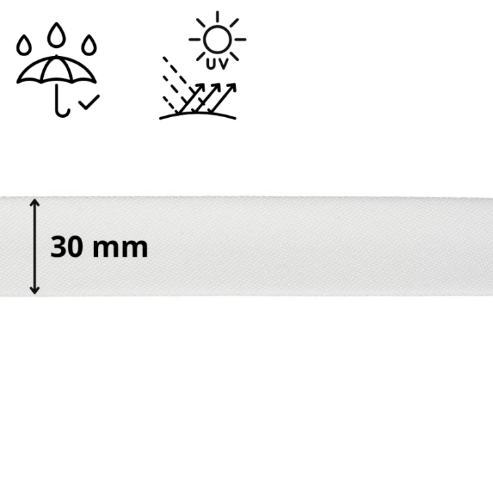 Biais d'extérieur imperméable anti UV 30 mm - Blanc