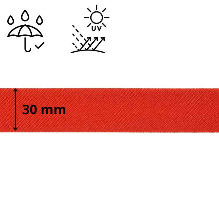 Biais d'extérieur imperméable anti UV 30 mm - Rouge