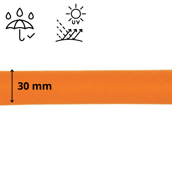 Biais d'extérieur imperméable anti UV 30 mm - Orange