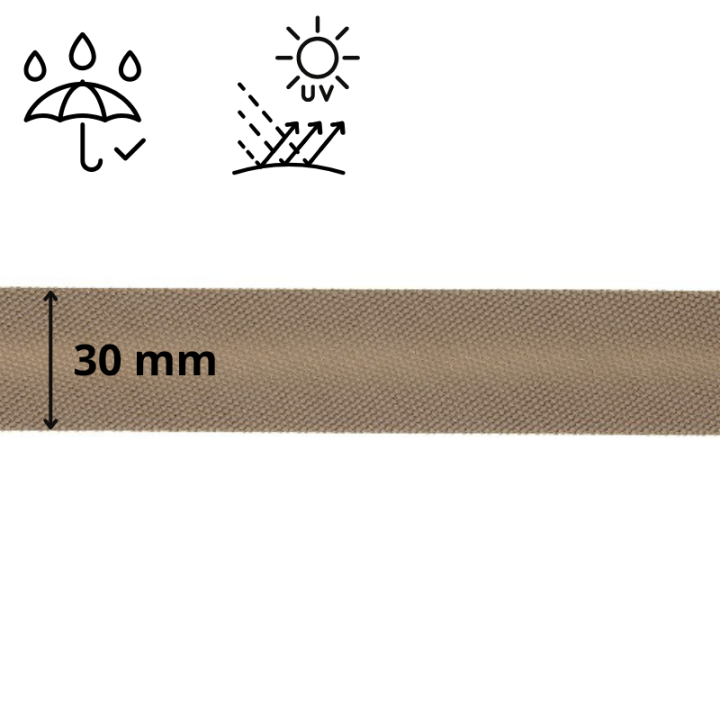 Biais d'extérieur imperméable anti UV 30 mm - Taupe