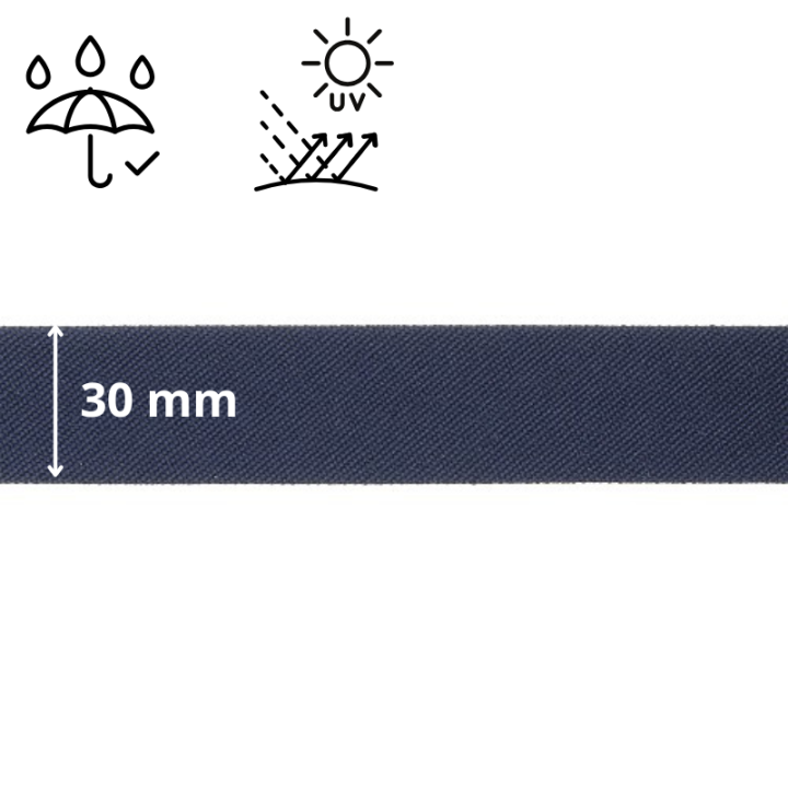 Biais d'extérieur imperméable anti UV 30 mm - bleu marine