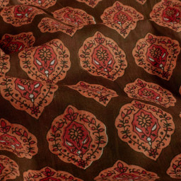 Tissu voile de coton Rajani – Motif block print rouge & brun