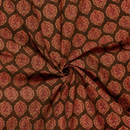 Tissu voile de coton Rajani – Motif block print rouge & brun