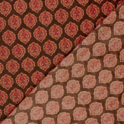 Tissu voile de coton Rajani – Motif block print rouge & brun