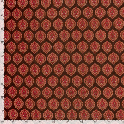 Tissu voile de coton Rajani – Motif block print rouge & brun