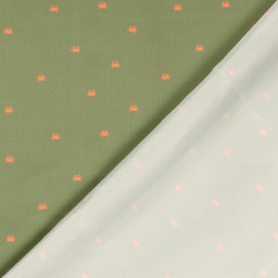 Tissu pour short de bain déperlant motif crabes fond kaki