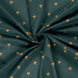 Tissu pour short de bain déperlant motif palmiers fond pétrole