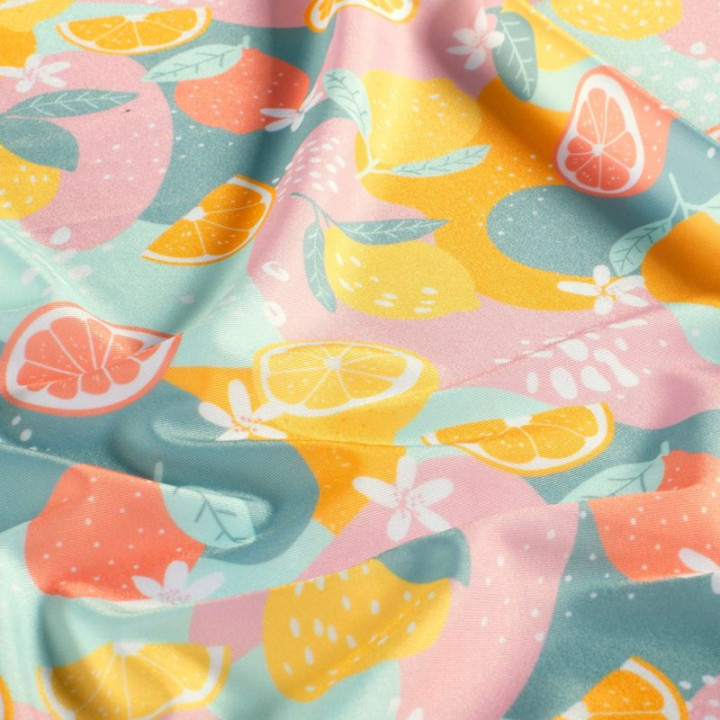 Tissu maillot de bain motif fruits - oeko tex