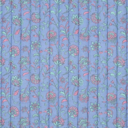 Tissu double gaze matelassé Indie Bleue