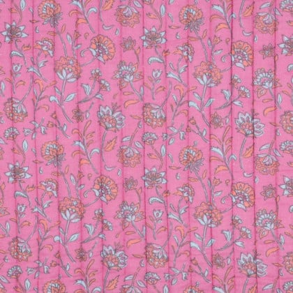 Tissu double gaze matelassé Indie Rose Fuchsia