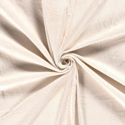 Tissu Velours cotelé grosses côtes Stretch Ivoire - OEKO TEX