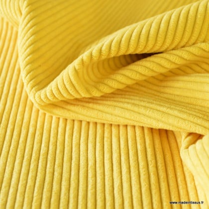 Velours grosses côtes d'ameublement Huggy - Jaune Colza