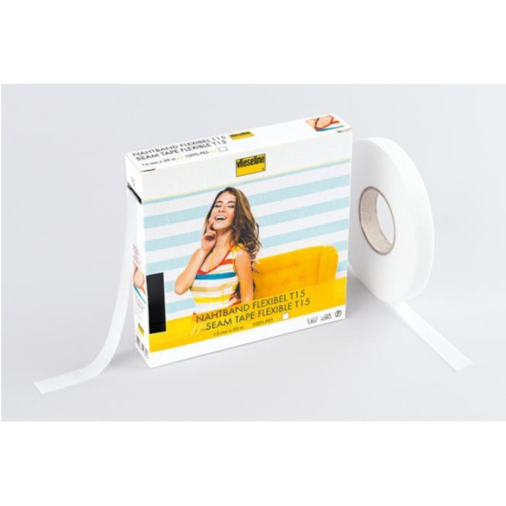 Support Droit fil thermocollant 15mm vlieseline blanc - Au mètre