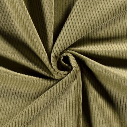 Tissu Velours grosses côtes vert Olive - oeko tex