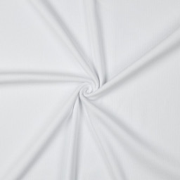 Tissu jersey fines côtes - Blanc