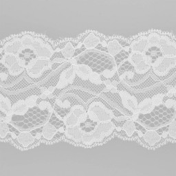 Dentelle florale extensible blanche 80mm
