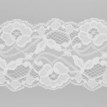 Dentelle florale extensible blanche 80mm