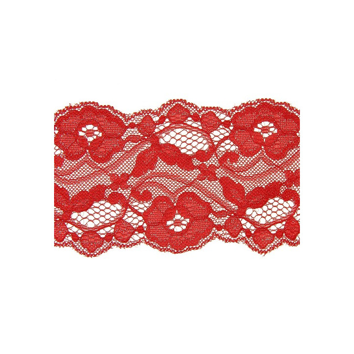 Dentelle florale extensible rouge 80mm