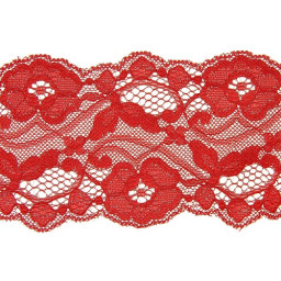 Dentelle florale extensible rouge 80mm