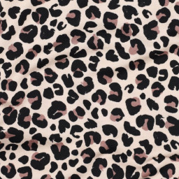 Tissu french terry motifs Léopard fond beige - Poppy
