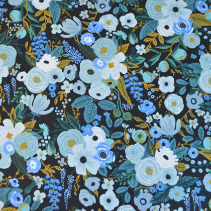 Tissu Rifle Paper motif fleurs - Collection Garden Party bleu