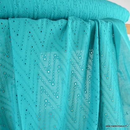 Tissu broderie anglaise Leissa - Emeraude