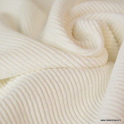 Tissu Velours côtelé washé blanc cassé - oeko tex