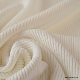 Tissu Velours côtelé washé blanc cassé - oeko tex