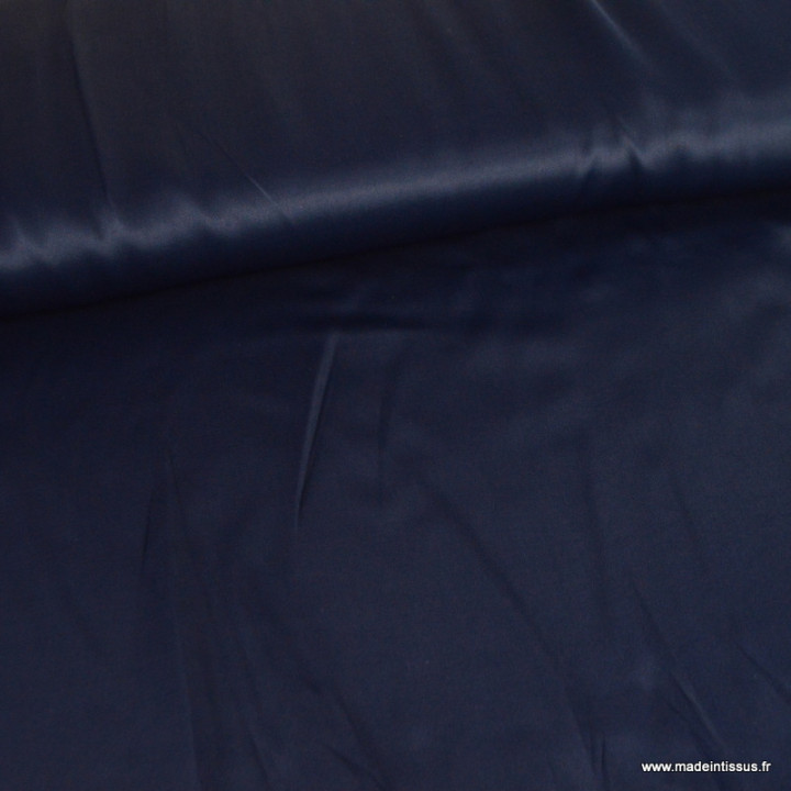 Tissu Satin de viscose lourd uni - Bleu marine