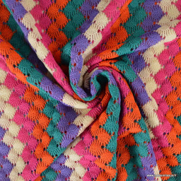 Tissu crochet à rayures multicouleurs