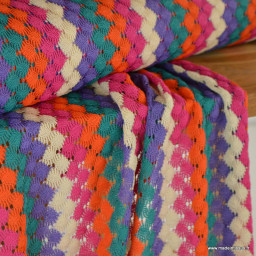 Tissu crochet à rayures multicouleurs