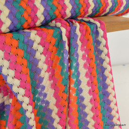 Tissu crochet à rayures multicouleurs