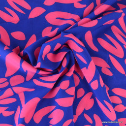 Tissu polyester Stretch motif abstrait fond bleu électrique