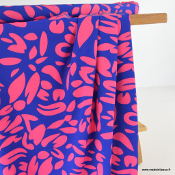 Tissu polyester Stretch motif abstrait fond bleu électrique