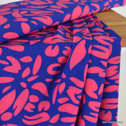 Tissu polyester Stretch motif abstrait fond bleu électrique