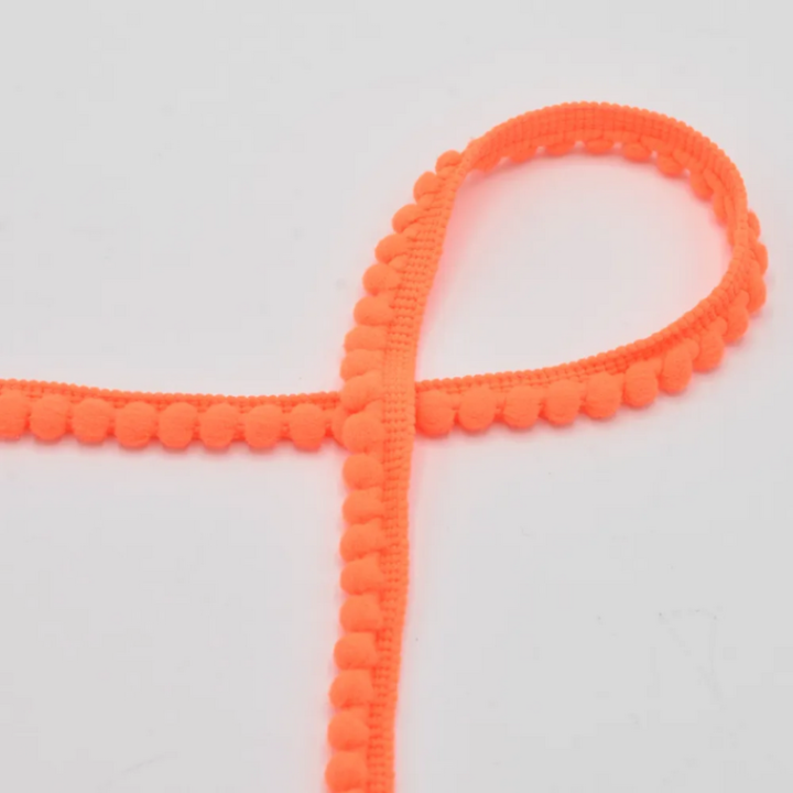 Galon mini pompons Orange fluo - 6mm