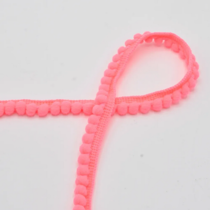 Galon mini pompons Rose fluo - 6mm