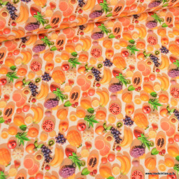 Tissu coton motif fruits 3D exotique oranges