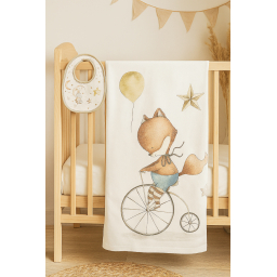 Panneau de tissu popeline de coton à coudre – motifs animaux bébé "Sleepy" – idéal pour bavoirs et couverture.