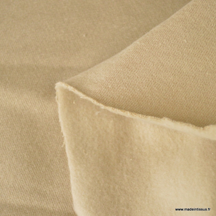 Tissu sweat molleton américain Sable - Largeur 190 cm