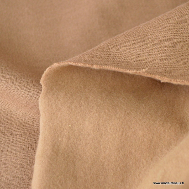 Tissu sweat molleton américain Camel - Largeur 190 cm