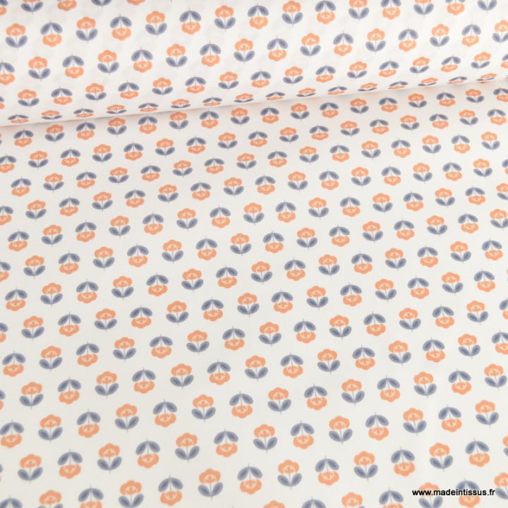 Pul contact alimentaire motifs fleurs vintage bleues fond blanc - motif exclusif
