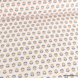 Pul contact alimentaire motifs fleurs vintage bleues fond blanc - motif exclusif